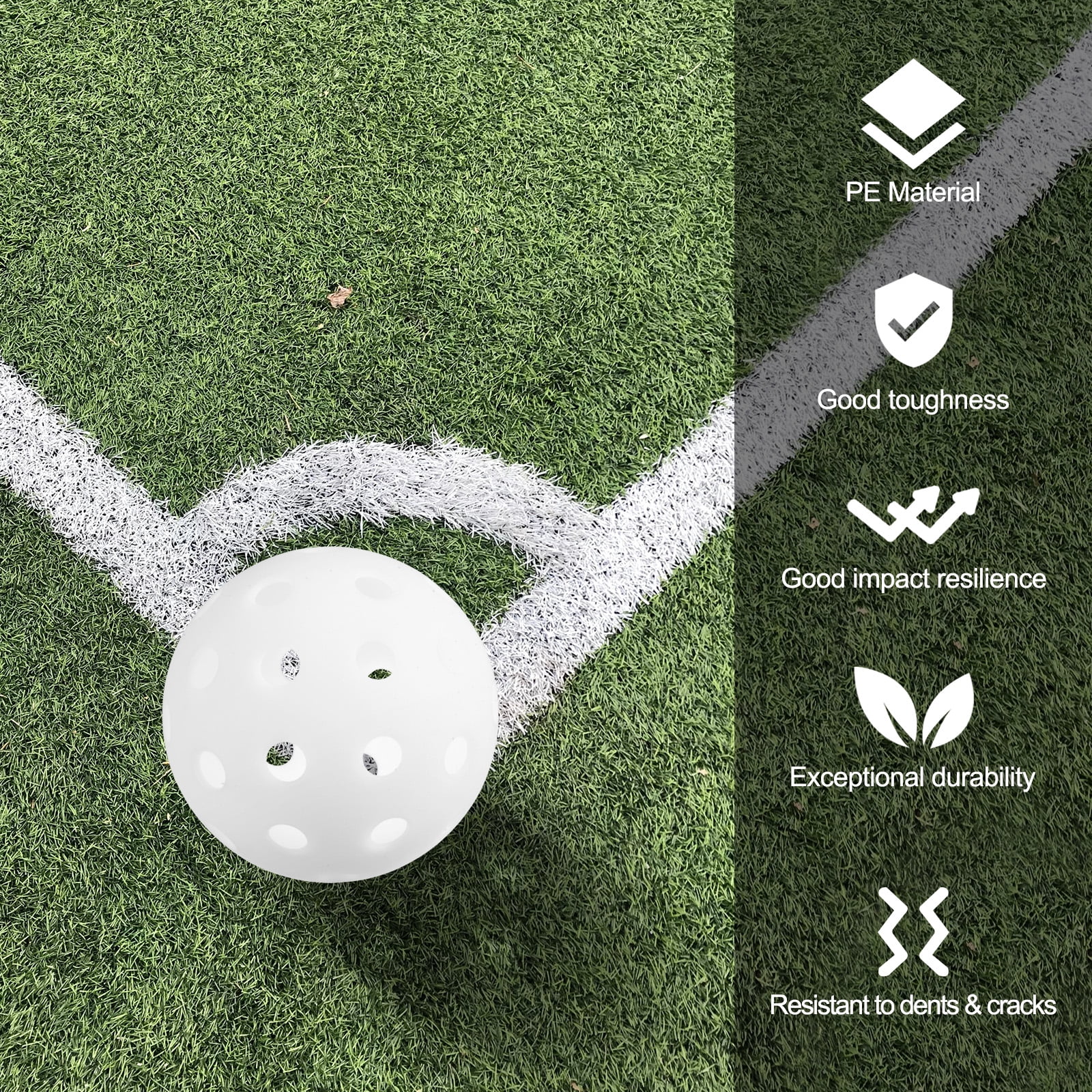Luminous Pickleball Balls 40 Holes Glow in the Dark Pickleball Balls with Mesh Bag White, 6 Pack