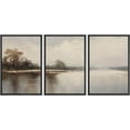 thumbnail image 3 of PixonSign Framed Canvas Print Wall Art Set Fine Art Island Lake Summer Autumn Landscape Nature Wilderness Illustrations Modern Art Decorative Rustic Relax/Calm Colorful for Bedroom - 16"x24"x3 Black, 3 of 5