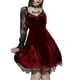 thumbnail image 2 of Vestido Retro hasta la rodilla Qarigey Vino tinto Manga larga Encaje Cosplay, 2 of 6