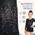 thumbnail image 6 of Gymnastics Leotards for Girls, Long Sleeve Sparkly Rhinestone Dance Unitards Biketards with Shorts for 5-10 Years, 6 of 9