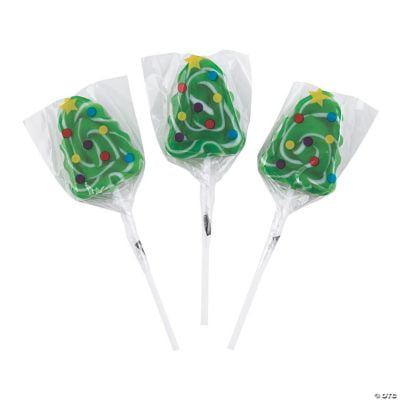 Christmas Tree Swirl Lollipops, 12 Pieces, Christmas and Winter Candy