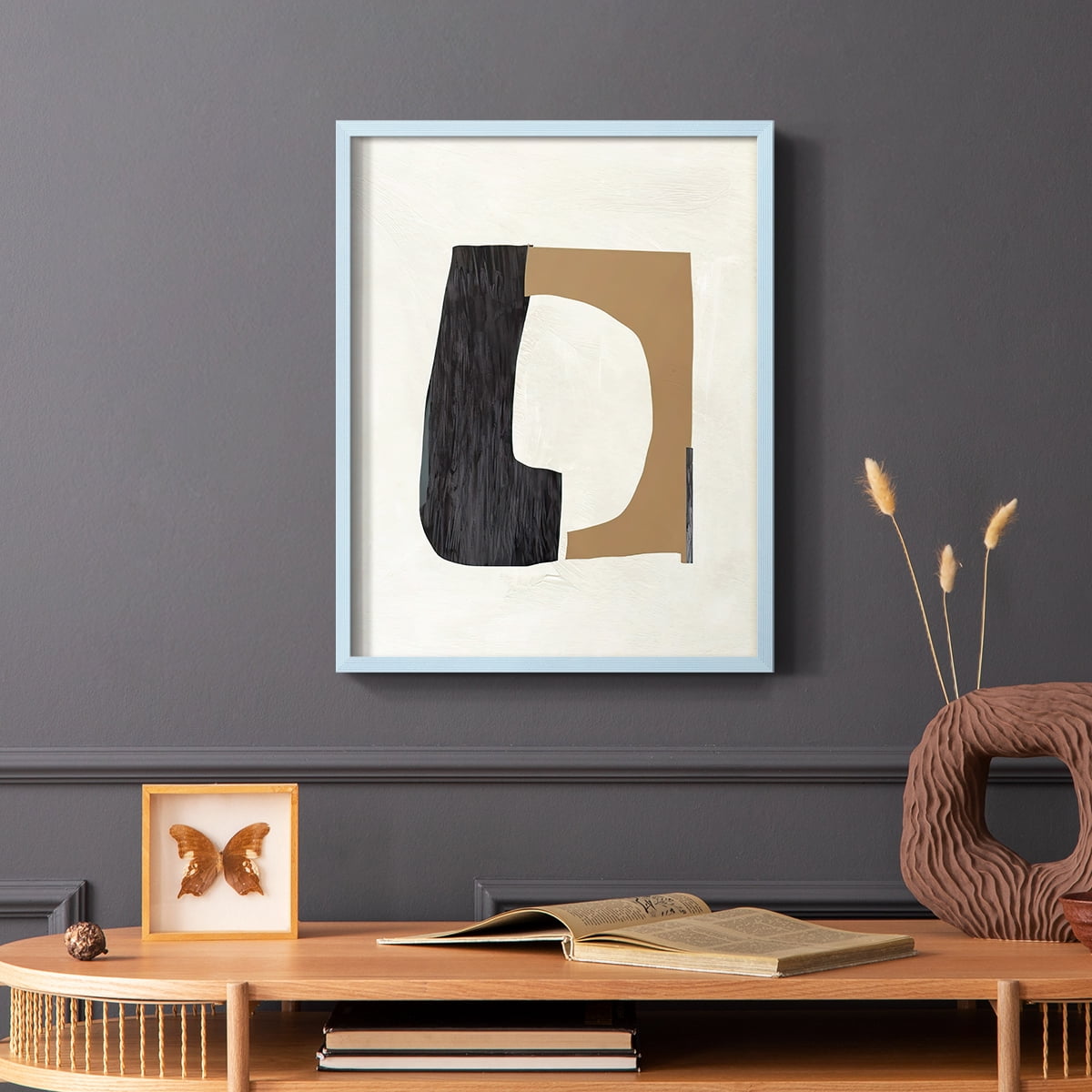 Cardboard Cutouts II Framed Print in Blue Solid Wood Framed Print No Nail Hanging