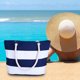 thumbnail image 5 of Hemp Rope Striped Canvas Bag Women Fashion Travel Shopping Practical Large Capacity Canvas Bag Beach Bag, 5 of 7