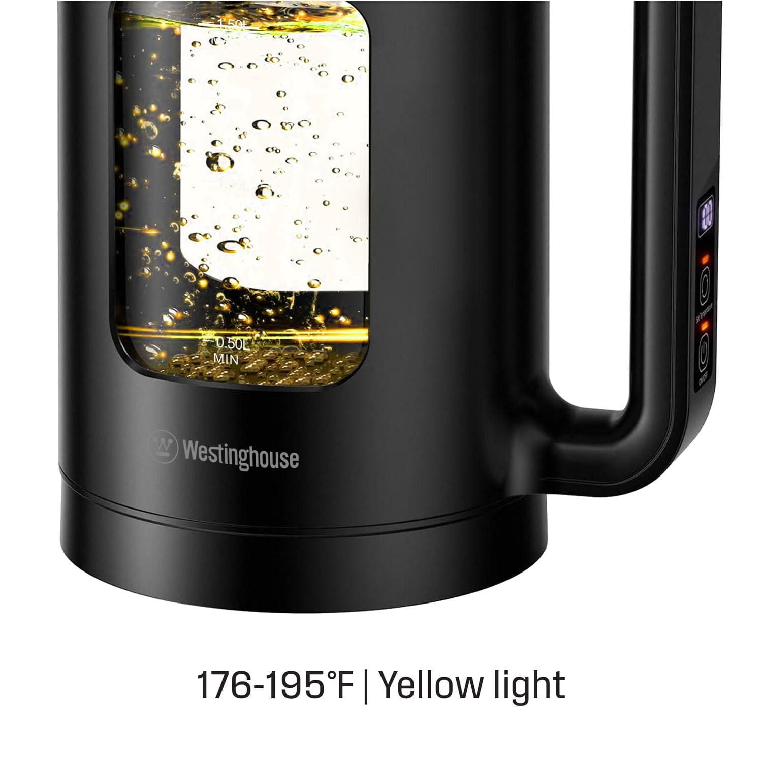Bouilloire électrique numérique Westinghouse 1,5 L en verre avec LED à changement de couleur - Contrôle de la température et maintien au chaud