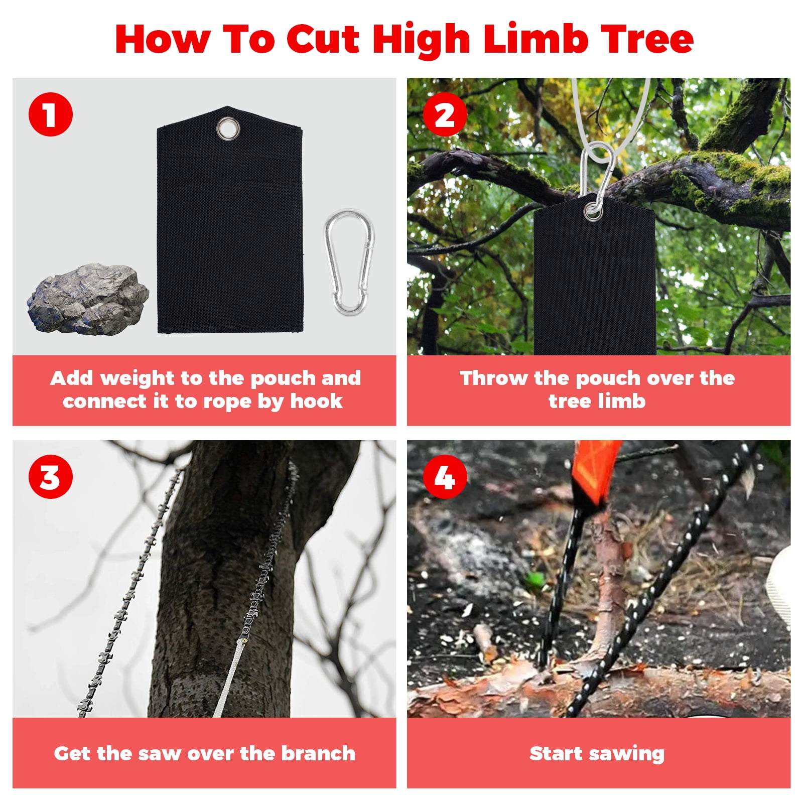 OKYMOTOR 53 Inch Hand Rope Chain Saw Sharp Manual Tree Chain Saw with 68 Teeth Folding Pocket Wood Cutting Tool for Gardening Camping Survival Gear