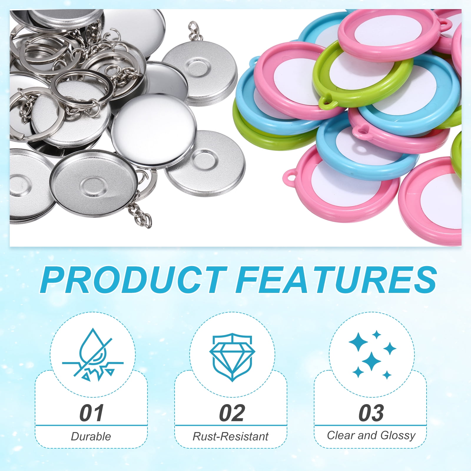 Uxcell 25 Sets Button Maker Supplies 37mm / 1.46 Inch Blank Badge Button Parts Badge Parts with Blank Paper for Hand Press Crafts Making Double-Sided Keychain, Pink
