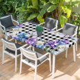 thumbnail image 2 of Spring Flowers Table Cloths for 5 Foot Rectangle Tables, Watercolor Blossom Floral Black Plaid Patio Waterproof Elastic Fitted Tablecloths, Washable Rectangular Table Cover for Camping, 2 of 8