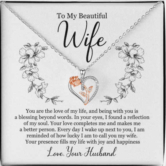 Christmas Gifts for Women Necklace for Mom Gift for Wife from Husband Valentines Day Girlfriend Rose Heart Necklace for Girlfriend Birthday Gifts Mother Daughter Pendant