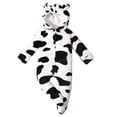 thumbnail image 2 of Mgmyaa Baby Boys Girls Cow Print Hooded Romper Long Sleeve Footed Jumpsuit with Zipper for Fall Winter Outfit, 2 of 8