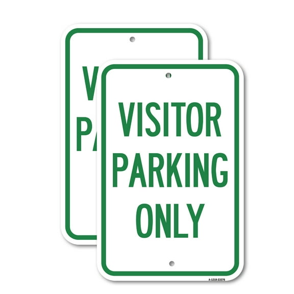 (2 Pack) Parking Reserved Sign Visitor Parking Only | 12" X 18" Heavy-Gauge Aluminum Sign | Rust Free Aluminum, Weather Resistant, Waterproof, Fade Resistant, 2 Pre-drilled Holes