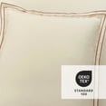 thumbnail image 4 of Lush Decor Hampton Double Flange Embroidered Contrast Edge Cotton Comforter Set, 3 Piece Set, King, Neutral & Copper - Hotel Bedding Set - Embroidered Trim - Beige Comforter - Minimalist Decor, 4 of 6