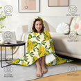 thumbnail image 4 of Wearable Blanket,Yellow Lemon Fruit Clusters White Pattern Hooded Wearable Flannel Blanket for Adults & Teens,Winter Poncho Shawl Wrap Cape Cozy Anti-Pill,60"x80", 4 of 5