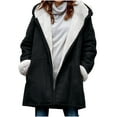 thumbnail image 2 of Gamivast Winter Coats for Women Fleece Lined Plus Size Long Horn Button Thicken Jackets with Pockets Sherpa Lined Warm Long Sleeve Duffle Toggle Coat, 2 of 6
