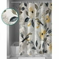 thumbnail image 3 of 54x78 Inch Shower Curtain Decorative Yellow Grey Botanical Bathtub Bath Curtains Fabric Waterproof Bathroom Decor Spring Floral Birds Watercolor Small Stall Shower Curtain Set with 12 Hooks, 3 of 6