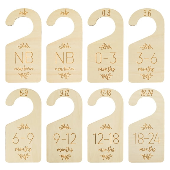 8/16Pcs Baby Closet Dividers Cute Baby Clothes Organizer Double Face Baby Closet Organizer for Clothes Organizer Wooden Baby Closet Dividers for Infant to Toddler