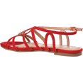 thumbnail image 4 of Women's Journee Collection Honey Flat Strappy Sandal Red Faux Suede 8 M, 4 of 6