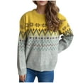 thumbnail image 2 of PiGOGI Women's Fashion Fall Winter Knit Loose Long Sleeve Round Neck Pullover Sweater Gray S, 2 of 5
