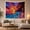 Glowing Shore, variant on Tropical Sunset Over Ocean Horizon with Palm Silhouettes, Dreamy Psychedelic for Beach Lovers, Vibrant Coastal Wall Art, Housewarming Gift, Tapestry Wall Hanging for Living Room and Bedroom