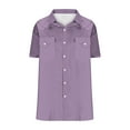 thumbnail image 6 of nerohusy Mens Linen Button Up Shirt Cowboy Work Shirts Pearl Snap Cotton Western T-Shirt Summer Lightweight Casual Blouse with Pockets Purple,XXXXXL, 6 of 6