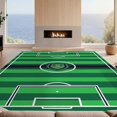 thumbnail image 2 of Design&I 4'x6' Washable Area Rug Flatweave Daily Traffic Ready Field Stripe Bands Score Door Center Goal Markings Soccer Stadium Refined for Dorm Room, Living Apartment, 2 of 7