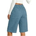 thumbnail image 4 of Sport Shorts Women Pack Women's Denim Shorts 5", Drawstring Elastic Waist Jean Bermuda Shorts, Summer Fashion Versatile Knee Length Shorts with Pockets Green-b M, 4 of 7