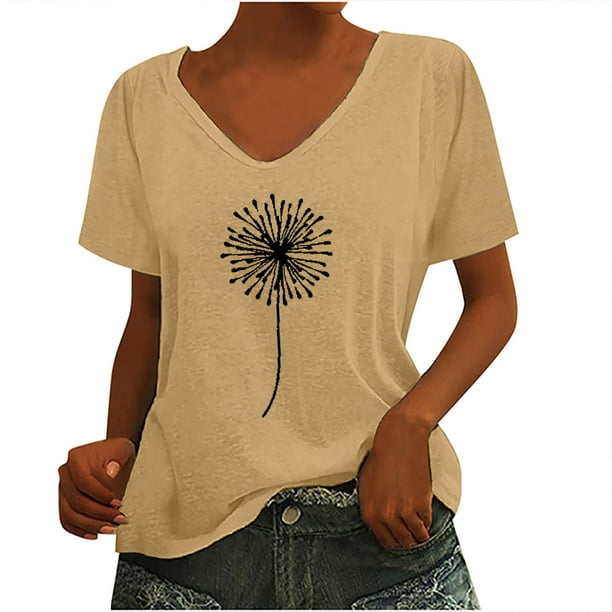 Camiseta sin mangas con cuello en V y estampado informal elegante para mujer OAVQHLG3B Store lin121212