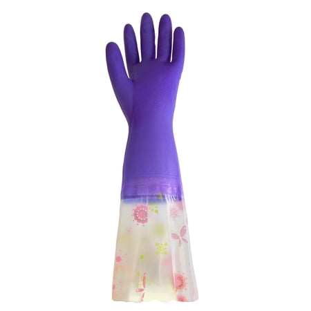12 Pairs of Household Cleaning Reusable Gloves, Super-soft Latex with Plush Lining and Extra Long Cuff