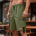 thumbnail image 5 of LEKWK Cargo Shorts for Men Elastic Waist Athletic Shorts Quick Dry Straight Leg Shorts Loose Fit Drawstring Short with Pockets Hiking Climbing Outdoors Bottom, 5 of 5