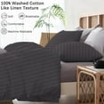 thumbnail image 5 of 1 Pcs Duvet Cover 100% Egyptian Cotton 1000 Thread Count with Zipper Closure & Corner Ties - Super King Plus Size (120" x 120") Inch, Dark Grey Stripe, 5 of 5