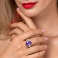 thumbnail image 4 of Gem Stone King 18K Rose Gold Plated Silver Purple Amethyst and Lab Grown Diamond Engagement Ring for Women | 7.70 Cttw | Oval 14X10MM | Gemstone February Birthstone | Size 9, 4 of 6