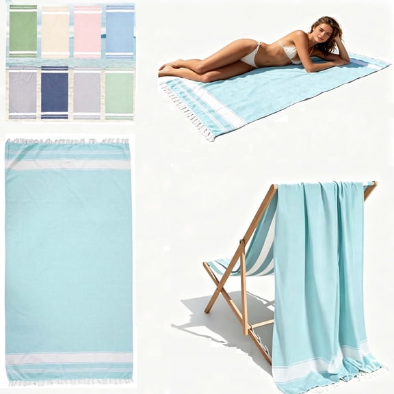 Yhmxh Beach Towel Cotton Turkish Beach Towel Adult 36x70 Inch Absorbent Extra Large Sand Free Quick Dry Pool Towels Lightweight Blanket, Oversized Towel for Beach, Pool, Travel, Camping & Outdoor