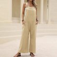 thumbnail image 2 of HBFAGFB Jumpsuits for Women Tie Shoulder Overall Long Pants Versatile Wide Leg Rompers Beige Size S, 2 of 9
