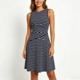 thumbnail image 2 of Hduncf Women's Casual Dresses Trendy Waistline Round Neck Sleeveless Striped High Waisted A Line Bodycon Dresses Black L, 2 of 7