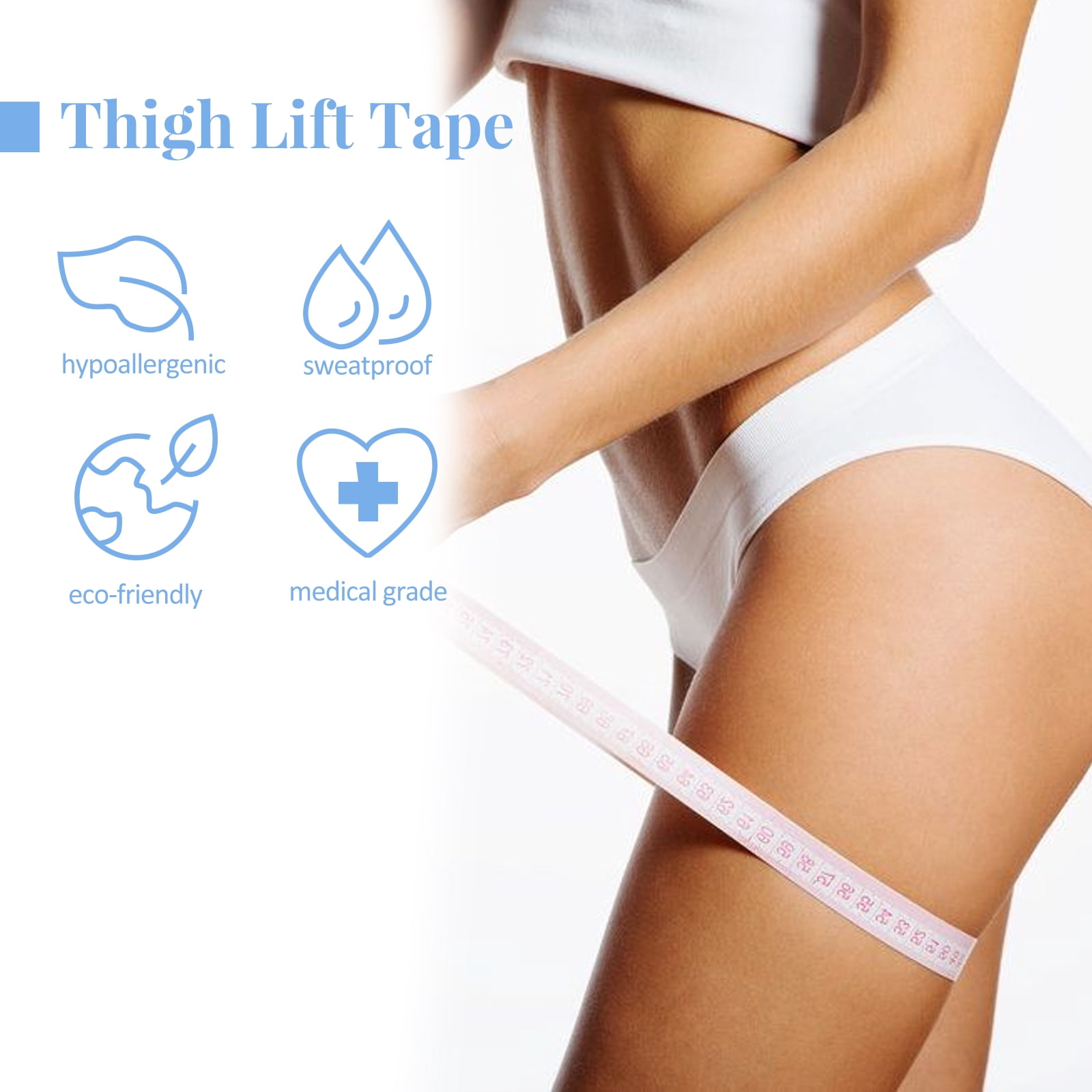 Alvantor Thigh Lift Tape Adhesive Invisible Leg Lift Tape Breathable Waterproof Body Shaping for Women, 10PCS