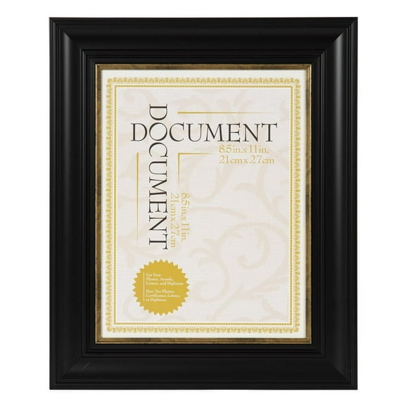 DesignOvation Stephan 8.5"x11" Black and Gold Certificate Frame
