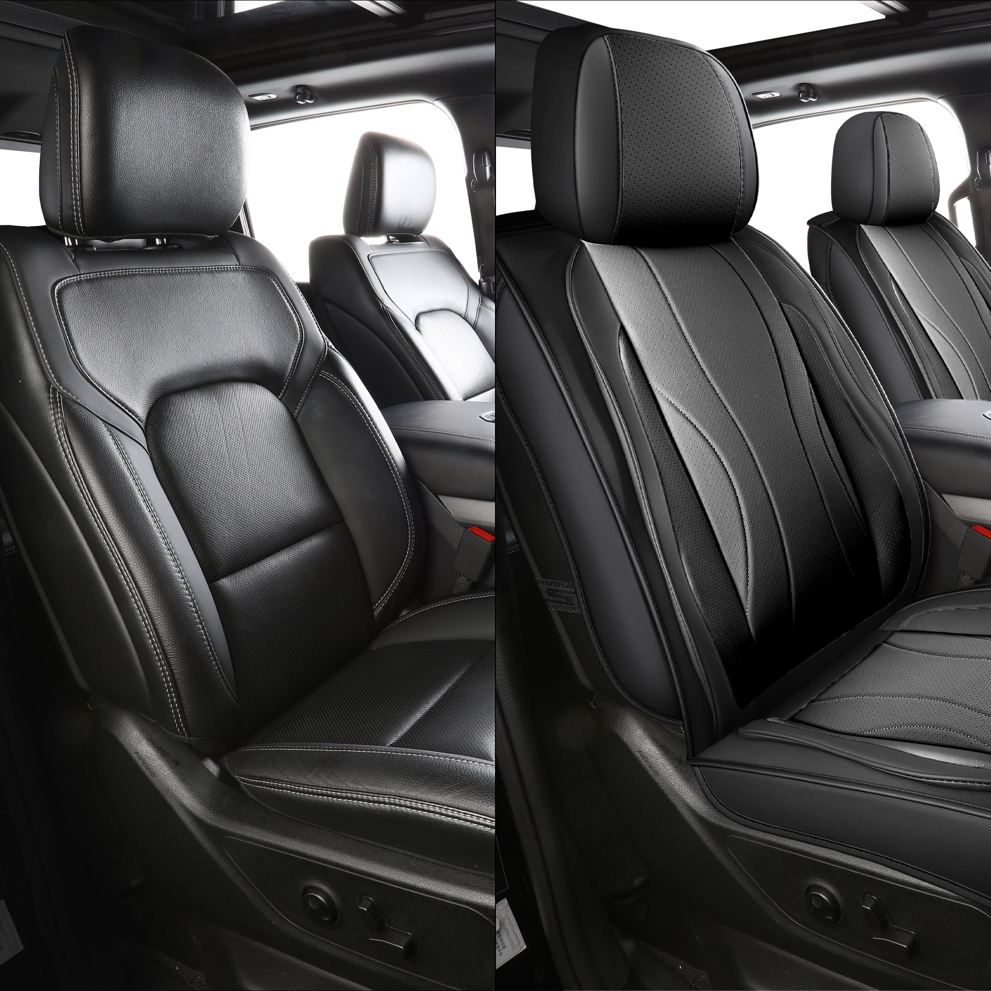 LINGVIDO F-150 Waterproof Faux Leather Automotive Seat Covers Fit for Ford 2009-2026 F150 F250 F350 F450 Super Duty Crew Cab XL XLT Lariat King Ranch Platinum