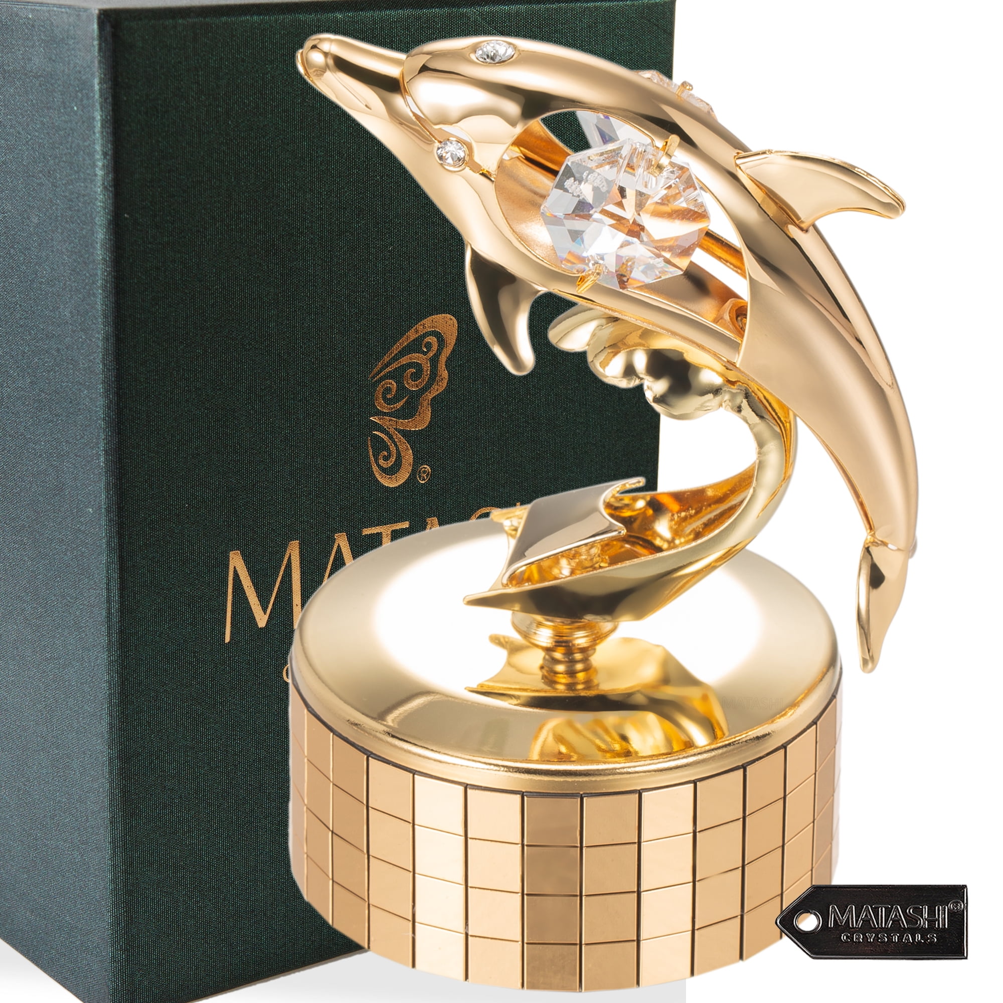 Matashi 24k Gold Plated Music Box Plays You Are My Sunshine W Crystals Dolphin Figurine Tabletop Showpiece Gift For Mother S Day Christmas Valentine S Day Birthday Anniversary Gift For Mom Walmart Com