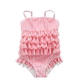 thumbnail image 1 of B91xZ Maillot de Bain une Pièce pour Filles, Rose 4-5 Ans, 1 of 5