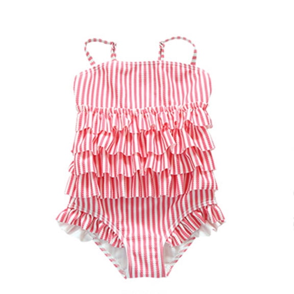 Siilsaa Kids Swimsuits Girls Toddler Baby Girls Swimsuits Kids Floral Print 2 Piece Bathing Suit Pink,90