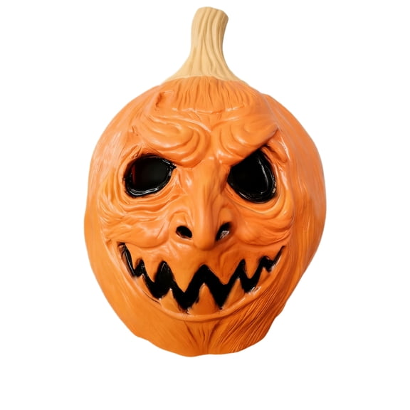 Halloween Pumpkin Latex Mask, Creepy Jack-o-Lantern Full Face Headgear with Realistic Wrinkled Texture for Masquerade Party and Haunted House Props