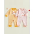 thumbnail image 3 of Miaouyo Infant Baby Boy Girl Fall Romper 0 3 6 12 18 Months Stripe Duck Embroidery Long Sleeve Round Neck Full Length Jumpsuit, 3 of 9