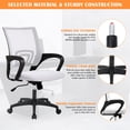 thumbnail image 3 of CL.HPAHKL Ergonomic Task Office Chair, Mesh Computer Chair with Lumbar Support Adjustable Mid Back Swivel Rolling Chair with Armrests, Ideal for Home Office & Study, White, 3 of 7