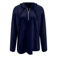 thumbnail image 3 of Quarter Zip Pullover Women 2025 Fall Winter Long Sleeve Plain Hoodie Hooded Sweatshirt Pullover Tops, 3 of 6