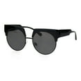 thumbnail image 2 of Womens Thick Brow Half Horn Rim Cat Eye Sunglasses Black Solid Black, 2 of 4