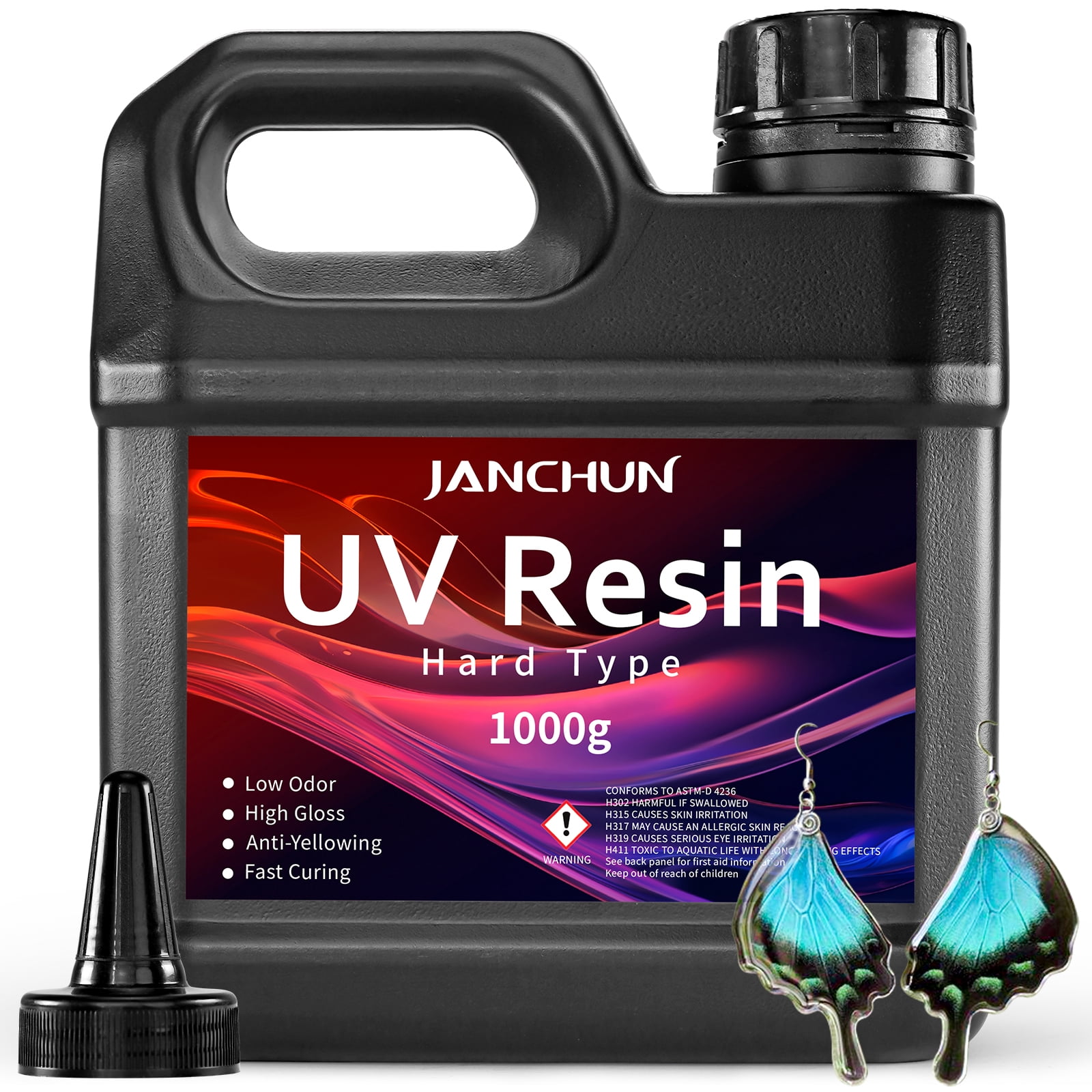 JANCHUN High Viscosity Resin 1000g Extra Large Capacity Hard Resin Upgraded Formula Clear Fast Curing Resin for DIY Jewellery Making, Craft Decorating, Crafts Making, Casting And Coating Hard Clear.