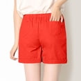 thumbnail image 4 of MIUOWANP Women's Elastic Waist Shorts with Pockets Solid Color Straight Leg Shorts Simple Style Sports Shorts Size S(4)Orange, 4 of 4
