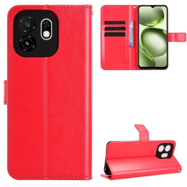 Funda tipo libro para itel A100C 4G, cartera todo‑en‑uno, funda multifuncional con tarjetero y correa de muñeca desmontable