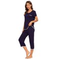 thumbnail image 3 of MINTLIMIT Ensembles de Pyjama Unis pour Femmes avec Hauts à Manches Courtes et Pantalons Capri, 3 of 4