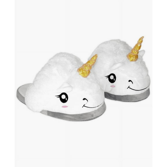 Adult Unicorn Plush Slippers White (one Pair)