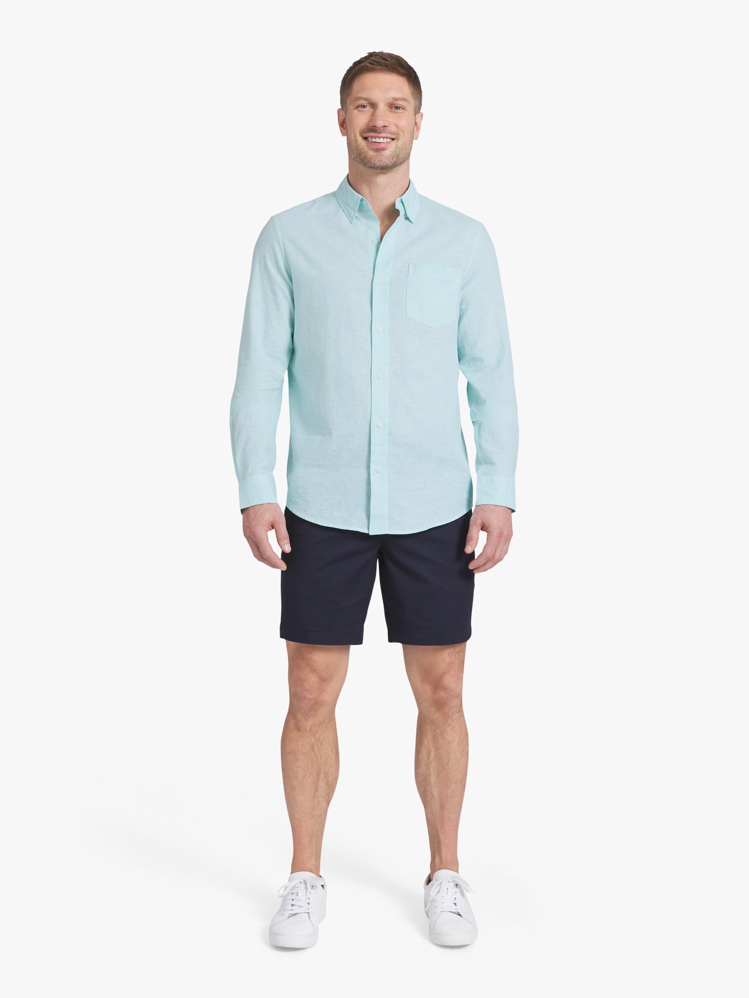 Chaps Men's & Big Men's Long Sleeve Linen Shirt, Sizes S-3XL
